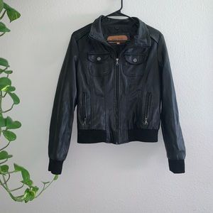 Miss Posh Black Faux Leather Jacket with Pockets